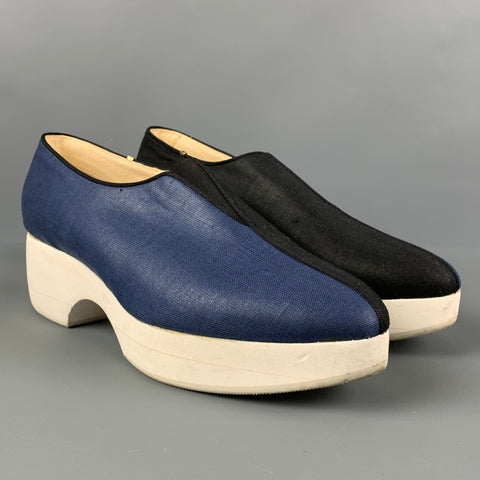 ZOE LEE Zapatos de plataforma con bloques de color de tela negra y azul talla 7.5