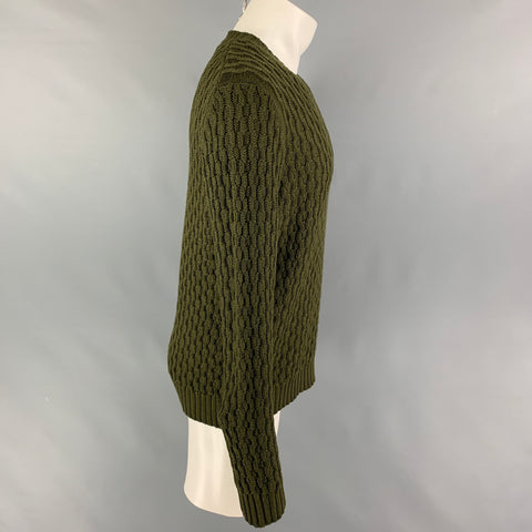 TOD'S Jersey de punto de lana merino con cuello redondo y color verde oliva Talla M