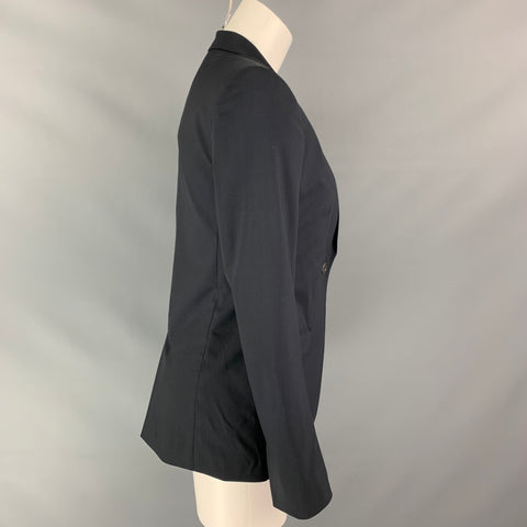 HELMUT LANG Size 2 Black Virgin Wool Peak Lapel Jacket