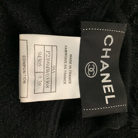 CHANEL 94305 04A Size 6 Black Nylon Belted Sheath Cocktail Dress