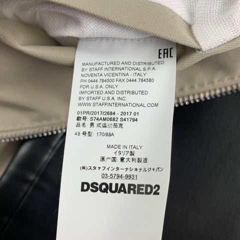 DSQUARED2 Size 38 Khaki & Black Cotton Leather Ruffle Jacket