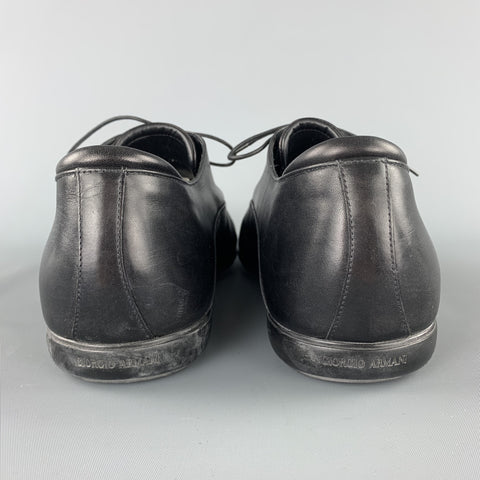 GIORGIO ARMANI Size 10 Black Textured Leather Rubber Sole Lace Up
