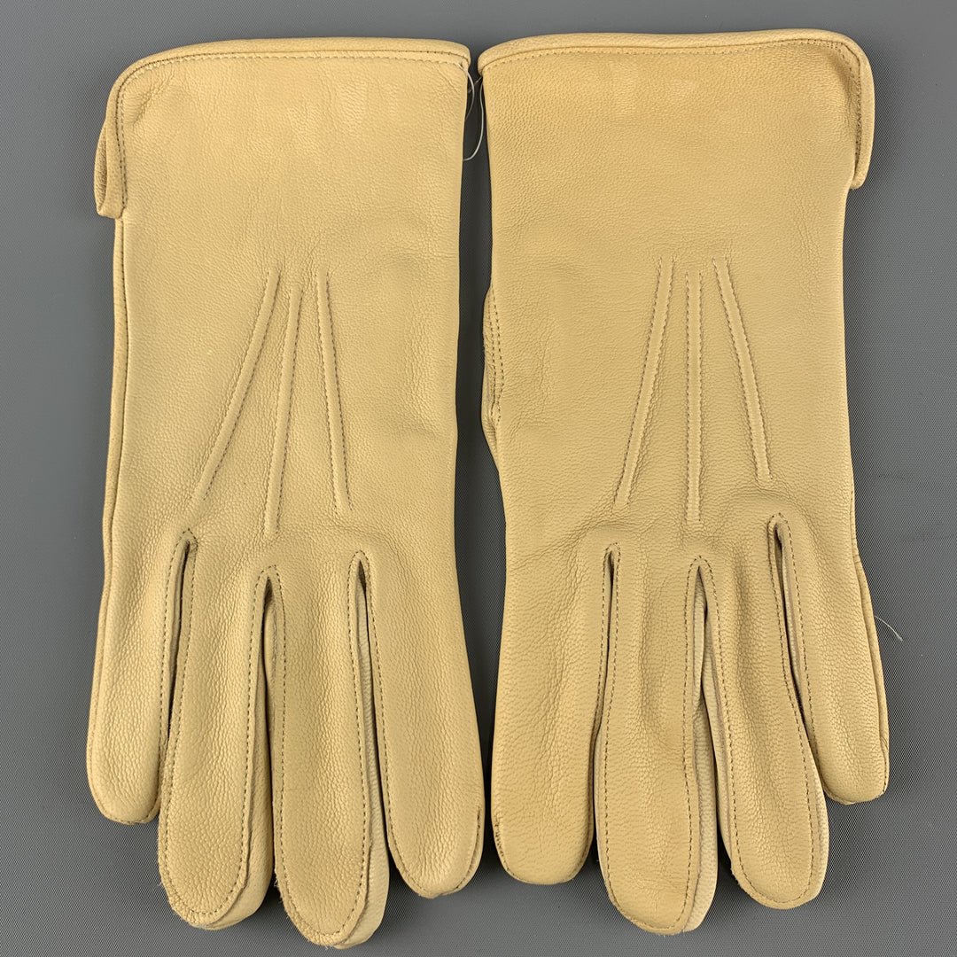 VINTAGE Size 9 Khaki Leather Table Cut Gloves