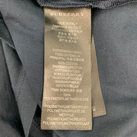 BURBERRY PRORSUM Fall 2016 Size S Navy Teal Cotton Rajastani Mirror Pocket T-shirt