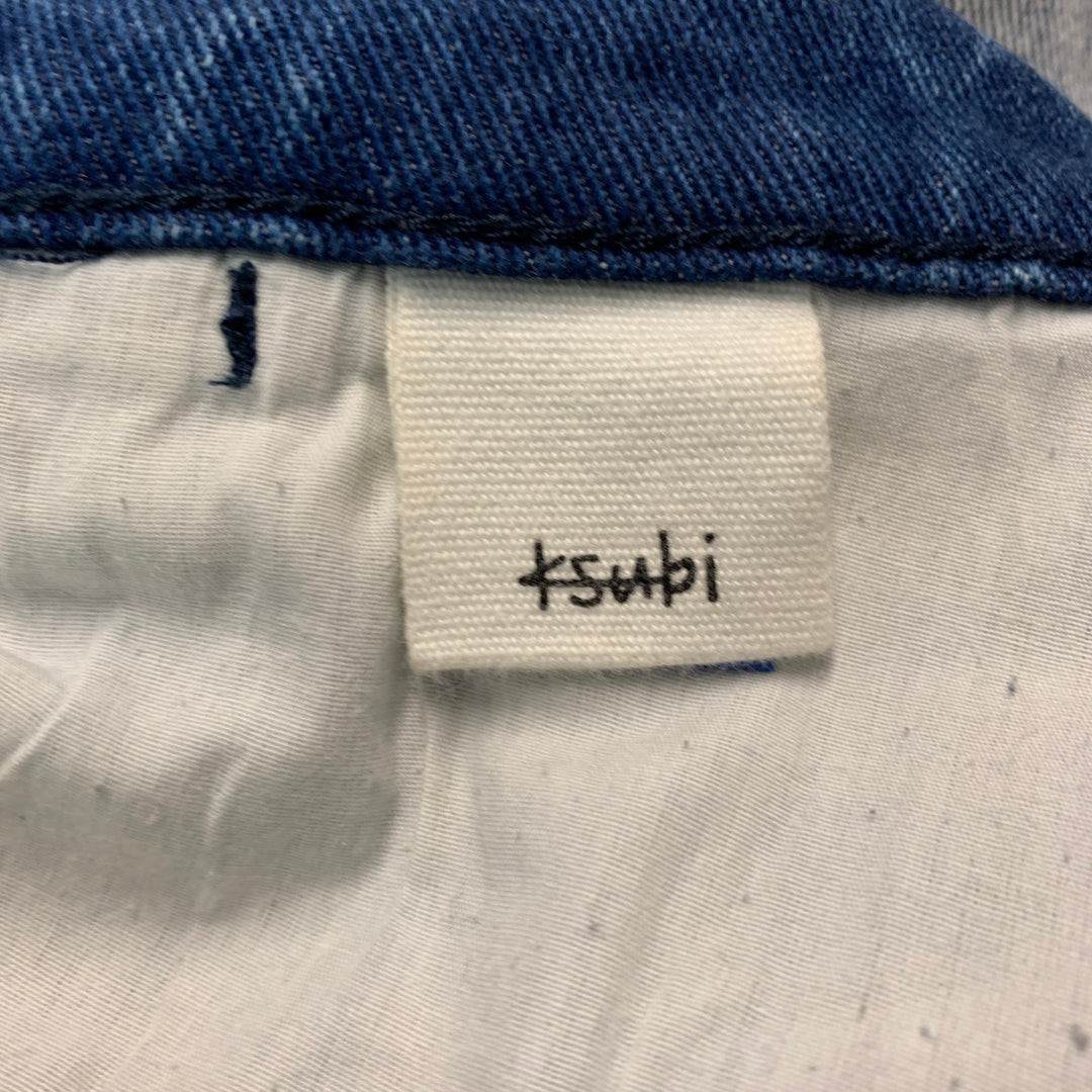 KSUBI Talla 31 Vaqueros de elastano de algodón desgastados azules