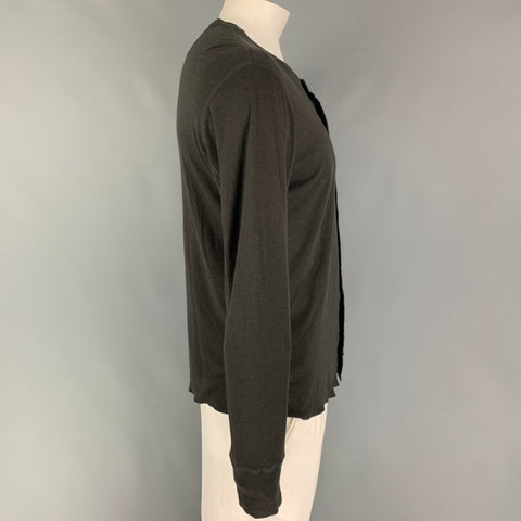 KIMINORI MORISHITA Size M Charcoal Cotton Blend Henley T-shirt