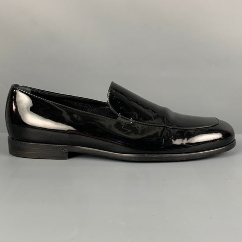 GIORGIO ARMANI Size 8.5 Black Leather Slip On Loafers
