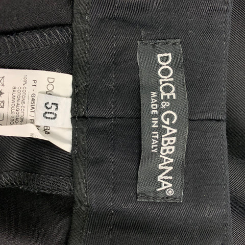DOLCE & GABBANA Size 34 Black Cotton Pleated Cropped Casual Pants