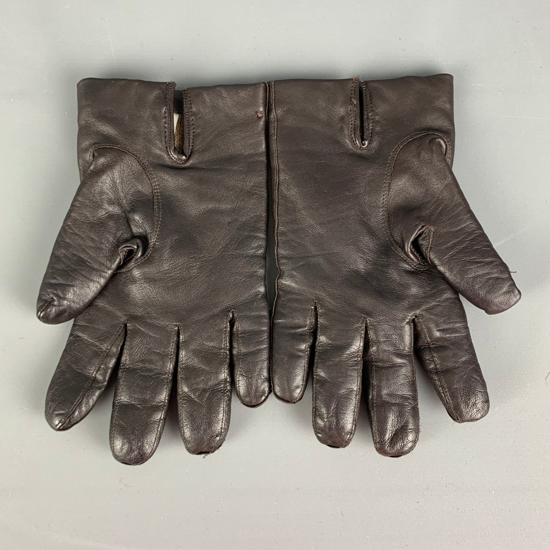 VINTAGE Size S Brown Cashmere Leather Gloves