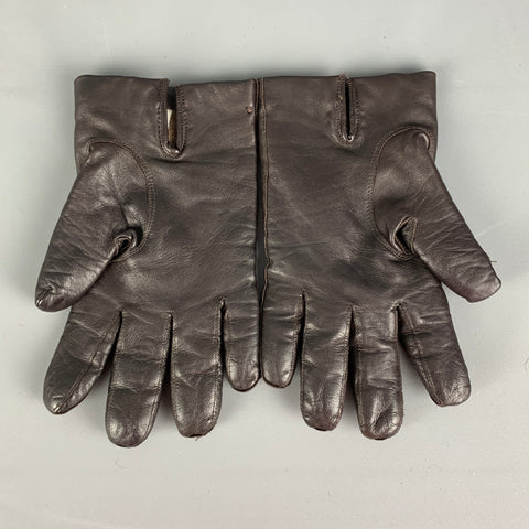 VINTAGE Taille S Gants en cuir cachemire marron