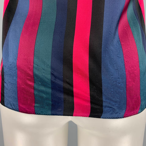 MARC by MARC JACOBS Size 4 Multi-Color Rayon Silk Stripe Ruffle Casual Top