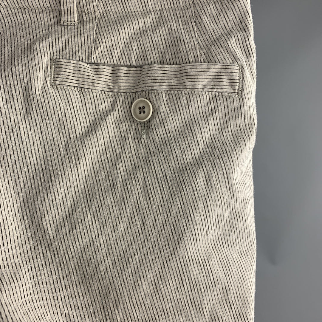 JOHN VARVATOS Size 28 Stripe Cream Cotton Blend Zip Fly Casual Pants
