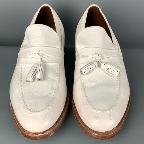 ALLEN EDMONDS Size 10.5 White Leather Tassels Loafers
