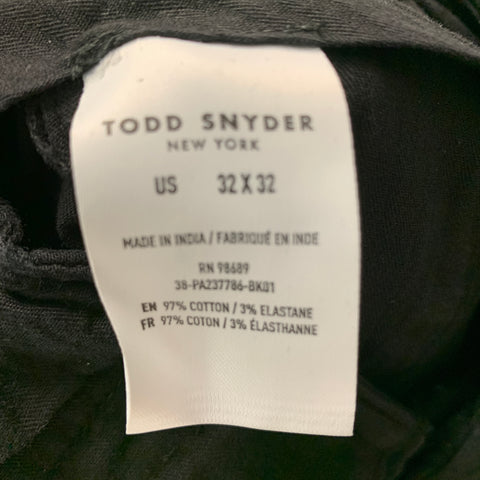 TODD SNYDER Size 32 Black Solid Cotton Zip Fly Casual Pants