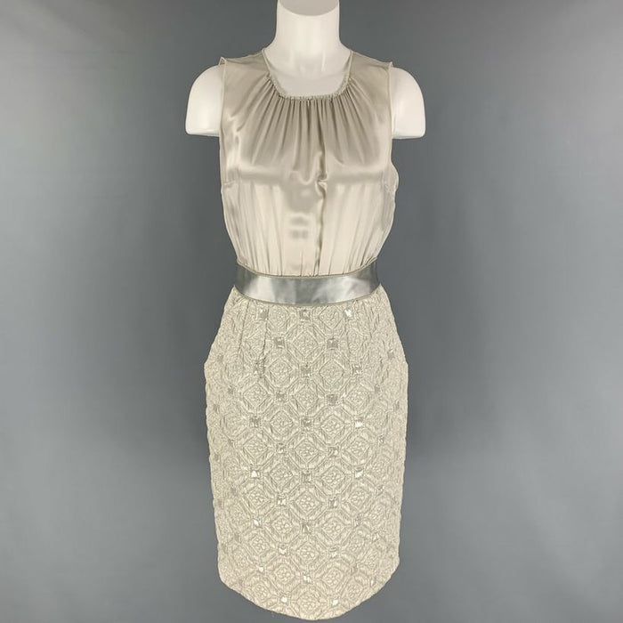 DOLCE & GABBANA Size 4 Silver Silk Blend Sleeveless Cocktail Dress