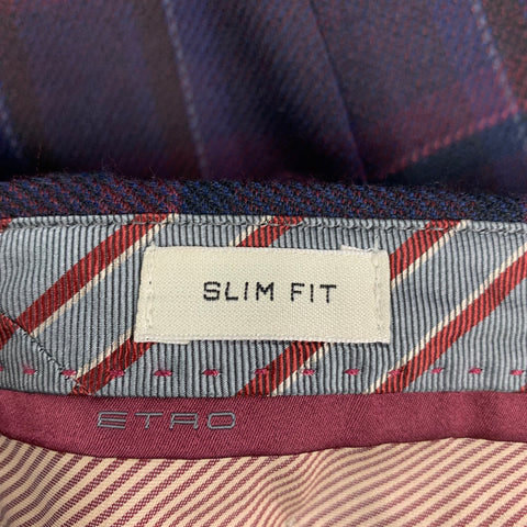 ETRO Size 32 Purple Brown Plaid Wool Silk Zip Fly Dress Pants
