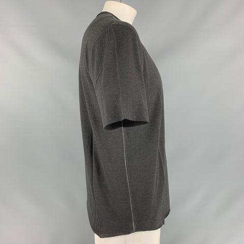 RAG & BONE Size L Dark Gray Solid Wool Crew-Neck T-shirt