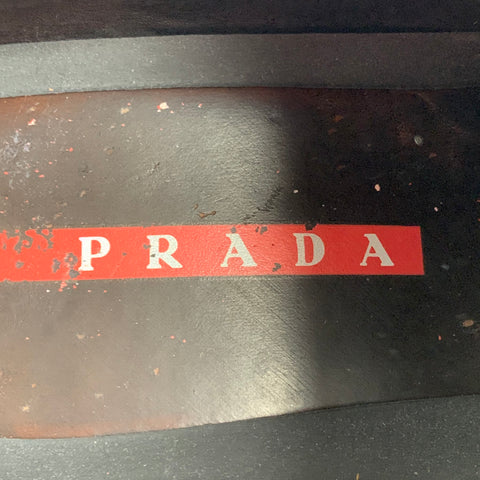 PRADA Size 8.5 Yellow Contrast Stitch Leather Split Toe Lace Up Shoes