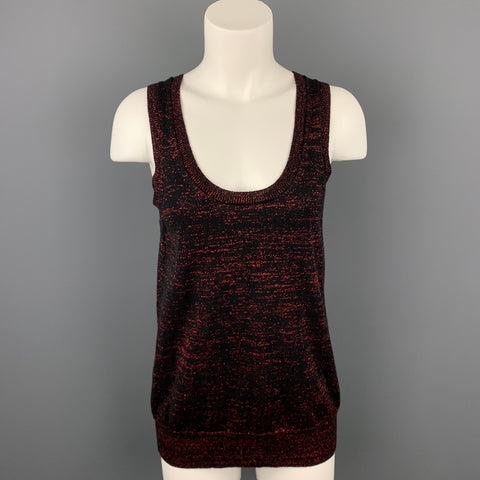 NUMBER (N)INE Taille M Blouse débardeur en coton métallisé noir et rouge