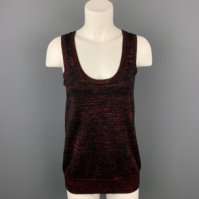 NUMBER (N)INE Size M Black & Red Metallic Cotton Blend Tank Blouse