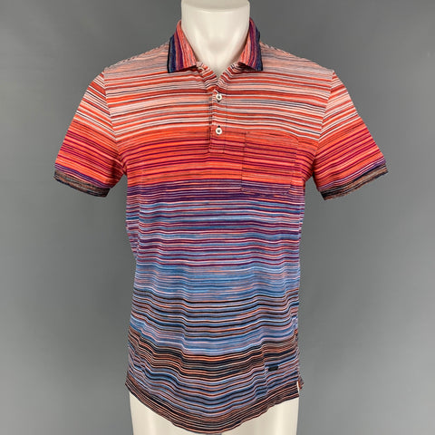 MISSONI Size M Multi-Color Stripe Short Sleeve Polo