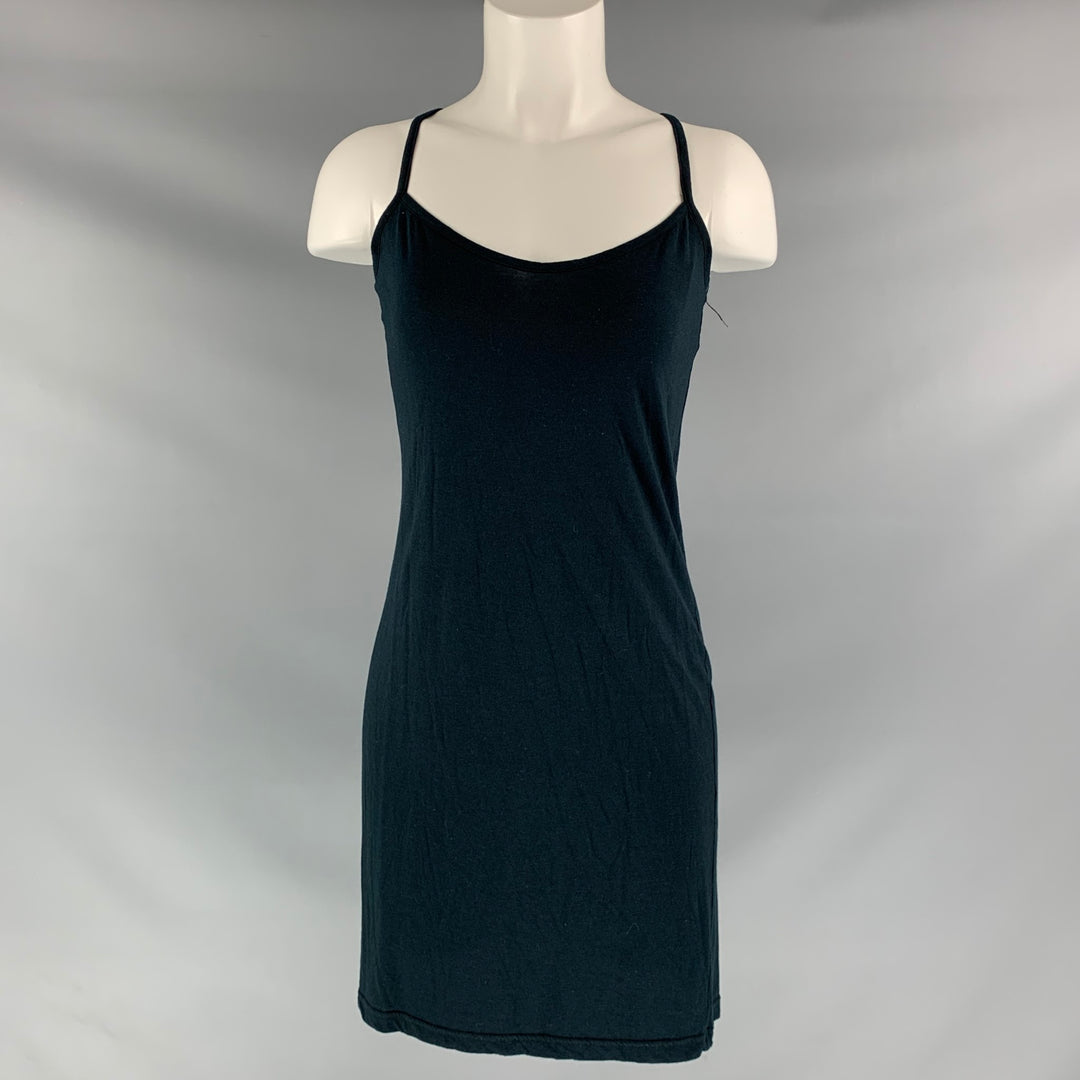 ANN DEMEULEMEESTER Size 6 Black Cotton &  Rayon Solid Above Knee Dress
