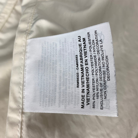 NIKE Talla 40 Abrigo con capucha y cremallera de poliéster / nailon blanco roto y broches a presión