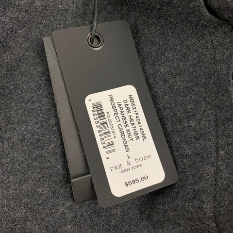 RAG & BONE Size L Charcoal Wool Buttoned Prospect Cardigan Jacket