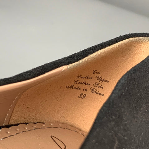 JEAN-MICHEL CAZABAT Zapatos de tacón con punta en punta de ante de lagarto negro Talla 9