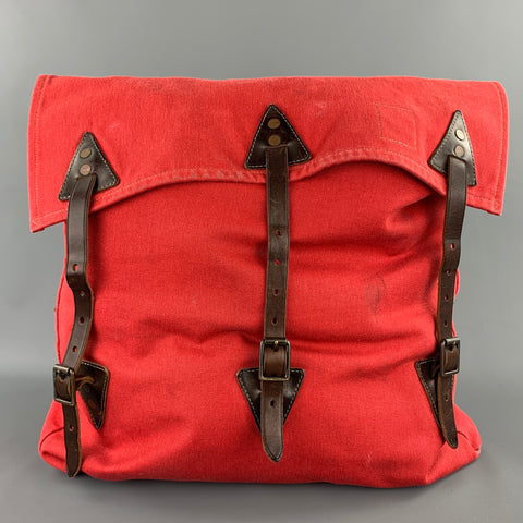 RRL by RALPH LAUREN Sac à dos en toile rouge avec bordure en cuir