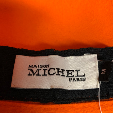 MAISON MICHEL Size M Orange Felt Baseball Hat