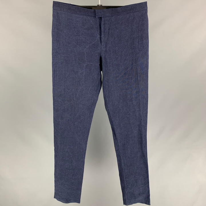 BURBERRY PRORSUM Size 36 Indigo Blue Linen Zip Casual Pants