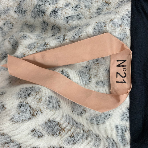 No. 21 Size L Brown Black Leopard  Print Cotton Hooded Sweatshirt