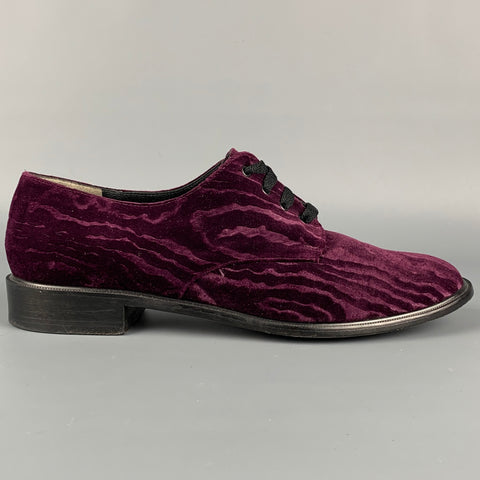 ROBERT CLERGERIE Talla 8.5 Zapatos con cordones de jacquard de terciopelo morado