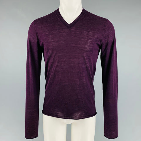 DOLCE & GABBANA Size XS Purple Knitted Wool V-Neck Pullover