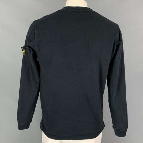 STONE ISLAND Size L Black Cotton Long Sleeve T-shirt