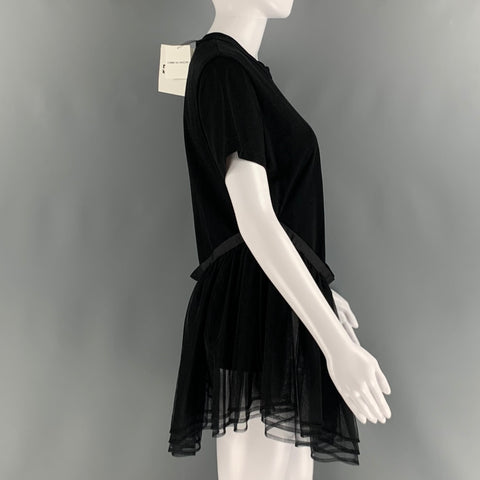 COMME des GARCONS Size M Black Cotton Mixed Fabrics Crew-Neck Dress Top