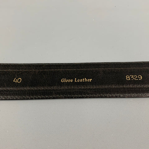VINTAGE Size 40 Green Contrast Stitch Leather Belt