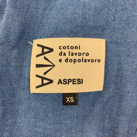 ASPESI Abrigo deportivo con solapa de muesca de lino y algodón azul talla XS