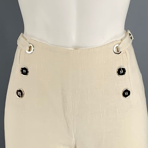 EMANUEL UNGARO Size 6 Cream Linen Nautical Dress Pants