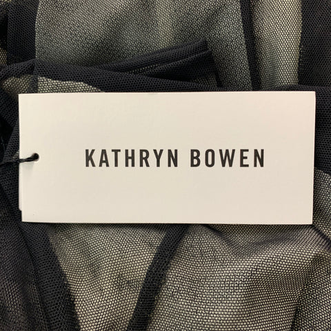KATHRYN BOWEN Size 2 Black White Nylon Spandex See Through A-Line Skirt