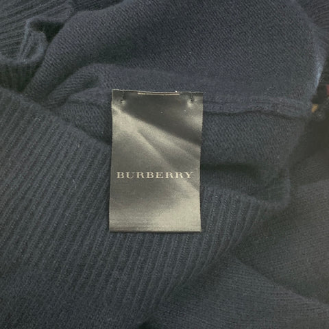 BURBERRY PRORSUM Fall Winter 2010 Size XS Navy Knitted Wool Crew-Neck Gold Tone Button Epaulettes Sweater