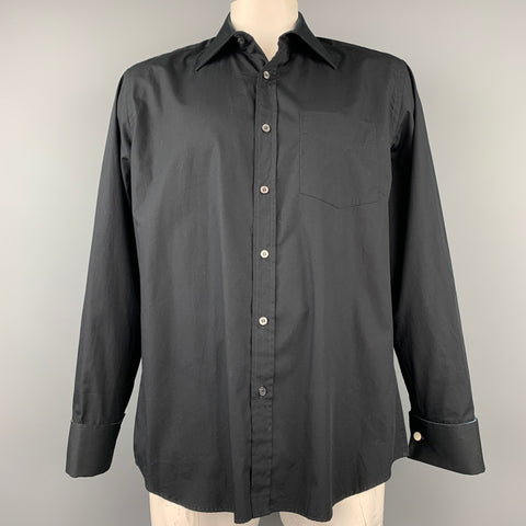 PAUL SMITH Size XL Black Cotton French Cuff Long Sleeve Shirt