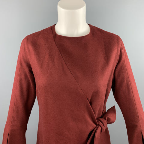 EUDON CHOI Taille 4 Pull cravate en laine vierge bordeaux