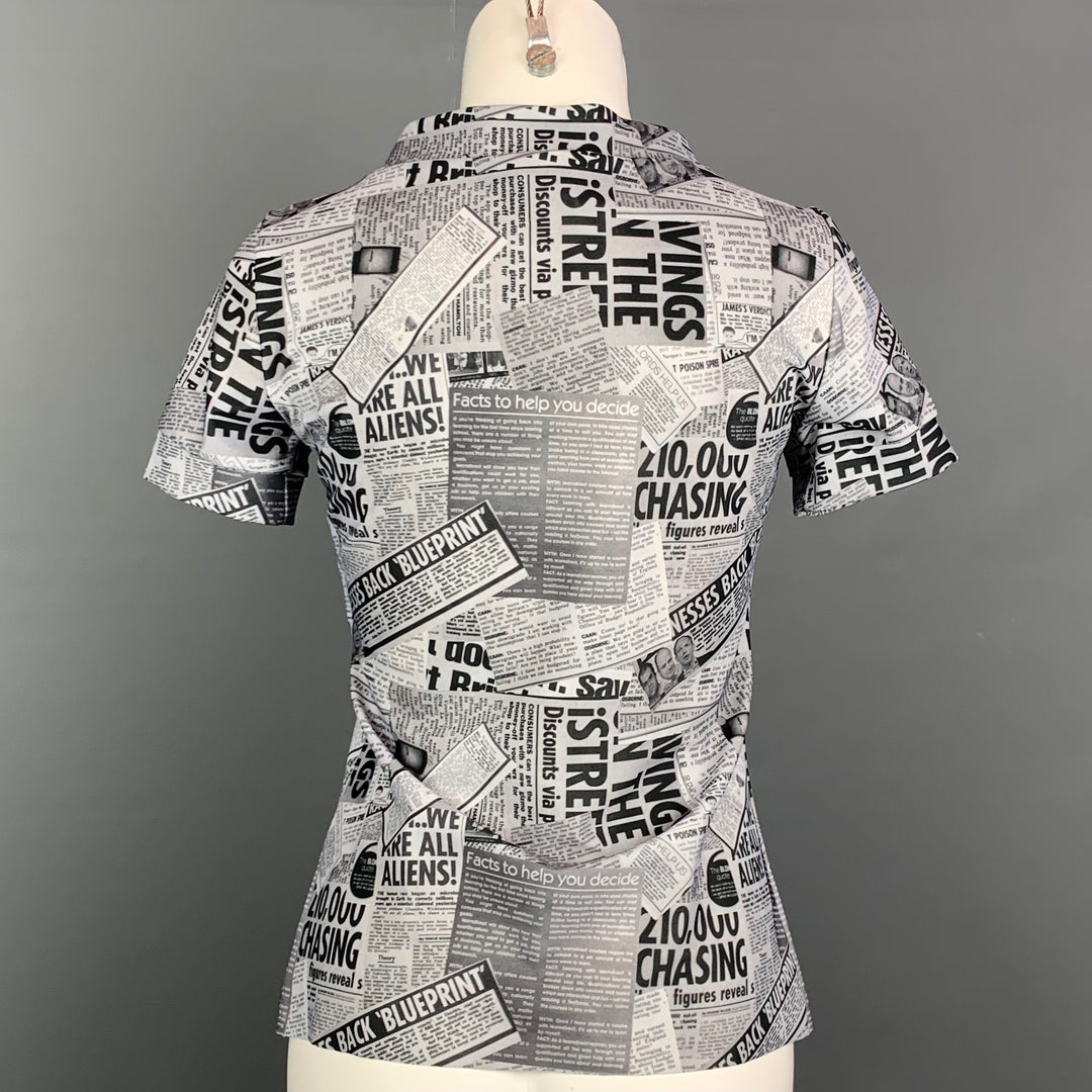 NACO PARIS Size S Grey & Black Print Jersey T-Shirt