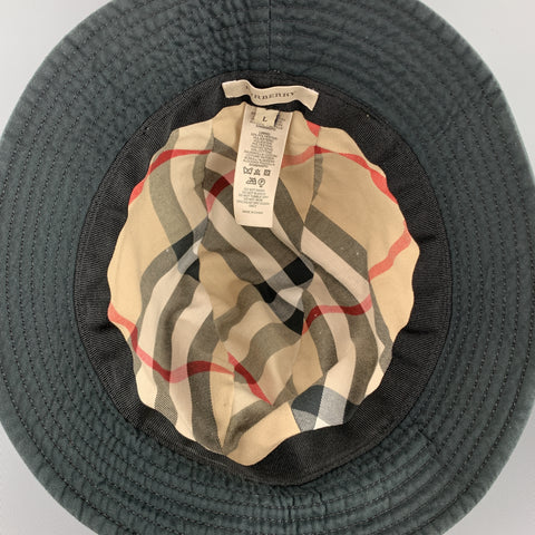 BURBERRY Size L Navy Cotton Belt Strap Bucket Hat