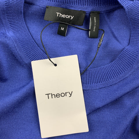 THEORY Size M Blue Wool Crew-Neck Pullover