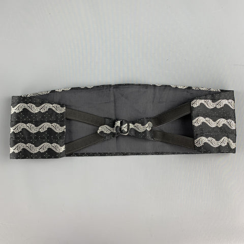 Vintage GIANNI VERSACE Size S Black & Silver Jacquard Silk Cummerbund
