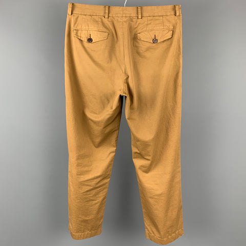 DRIES VAN NOTEN Size 34 Khaki Cotton Zip Fly Dress Pants