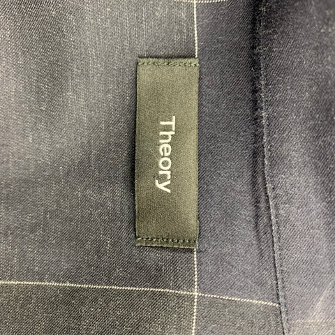 THEORY Size S Black Grid Cotton Button Up Long Sleeve Shirt